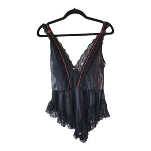 Vintage Tosca Girly Teddy Romper goth black red S
